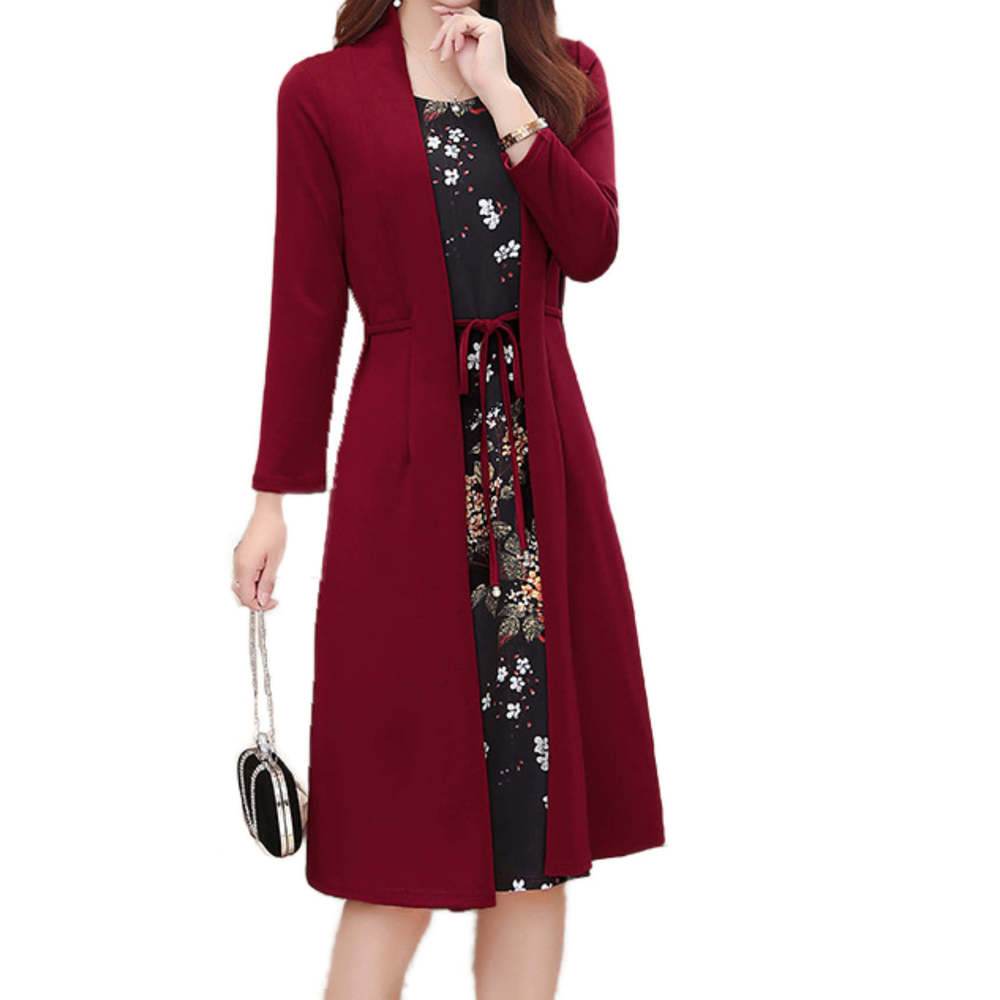 Designer Womens Floral Printed 3/4 Sleeve Two Piece Dress Size:XXX-Large